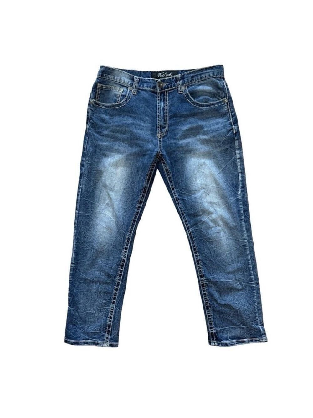 TRUE LUCK 🍀 Men’s Straight Leg Jeans • Blue Stretch Denim • Size 34x30